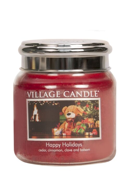Happy Holidays Village Candle Geurkaars Medium
