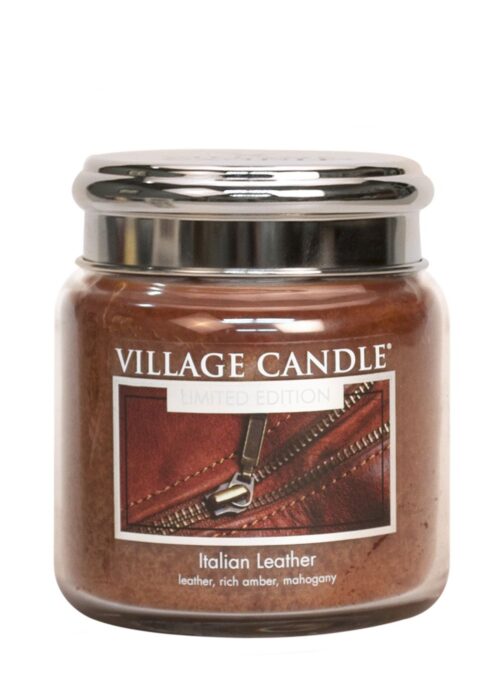 Italian Leather Village Candle Geurkaars Medium